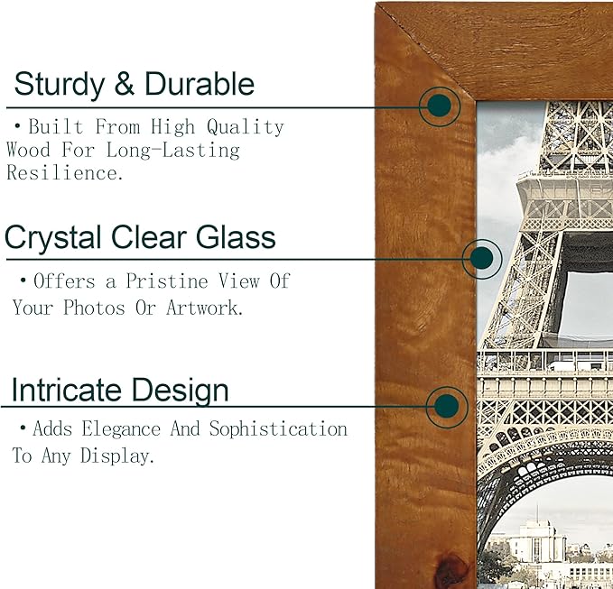 Concepts DHD, Burl Wood Picture frame, Wallhung Or Tabletop Décor In Bulk, Table Or Wall Photo Collage (5x7, 4 Pack)