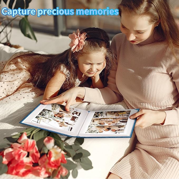 Photo Album 4x6 with 600 Pockets,Slip-in Picture Albums,Linen Cover Memory Book with Front Window,White Page Vertical Photo Book for Wedding,Family,Anniversare,Baby,Vacation