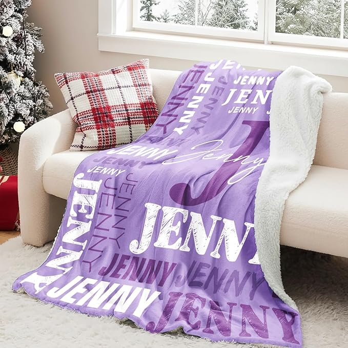 Personalized Blankets for Teen Boys Girls - Printed in USA Custom Blanket with Kid Names Reversible Plush Ultra-Soft Sherpa Fleece Monogrammed Baby Throw Blankets Customized Birthday Gifts for Adults
