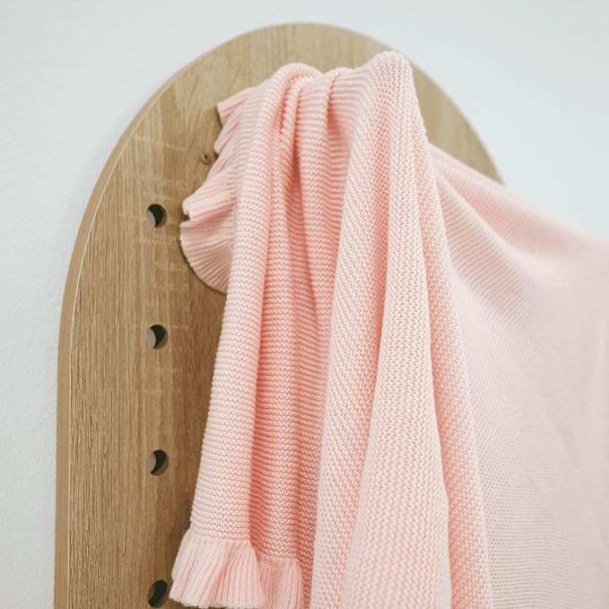 Ruffle Knit Blanket for Baby - 100% Luxury Soft Cotton Knit Warm Cozy Cuddle Stroller Crib Blanket for Newborns, Infants, & Toddlers (Pink)
