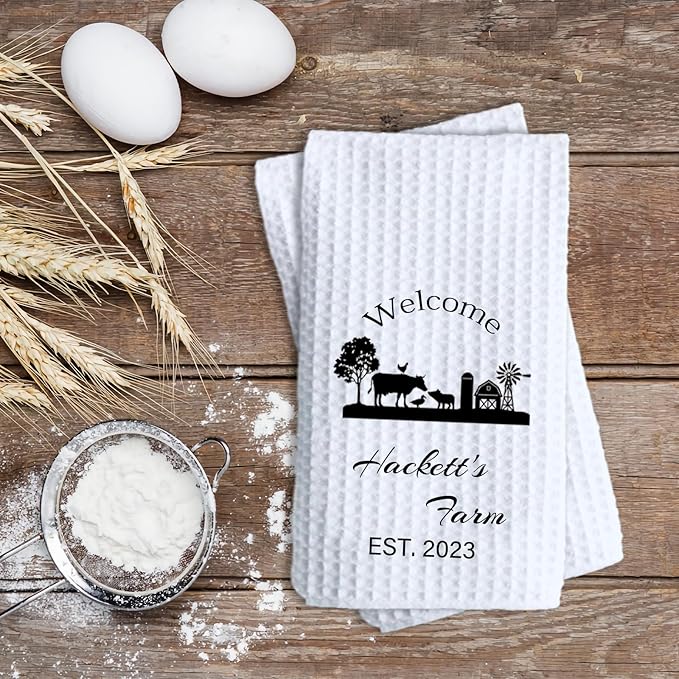 ubmpj Personalized Kitchen Towel Custom Waffle Weave Towel Gift for Housewarming Wedding Friend Birthday