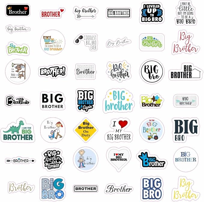Big Brother Stickers for Water Bottle and Laptop - Big Brother Party Supplies & Decorations, Waterproof Vinyl Decals, Sibling and Family Stickers, Gifts for Women & Men