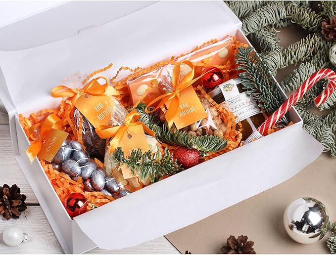 2 LB Orange Crinkle Cut Paper Shred Filler Great for Gift Wrapping, Basket Fillers, Birthday, Gift Wrapping, Anniversary, Halloween Thanksgiving Christmas Party Decor Filling Supplies