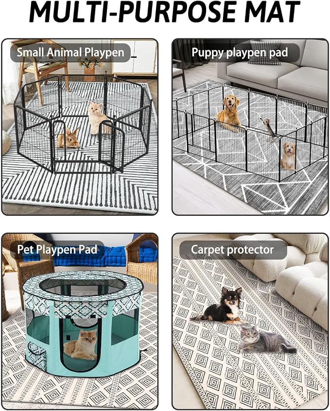 BNOSDM 91" X 63" Washable Bunny Cage Liners Large Rug for Rabbits Large Non Slip Pad for Bunnies Resuable Rabbit Liner for Chinchillas Cats Guinea Pigs Ferrets Dogs