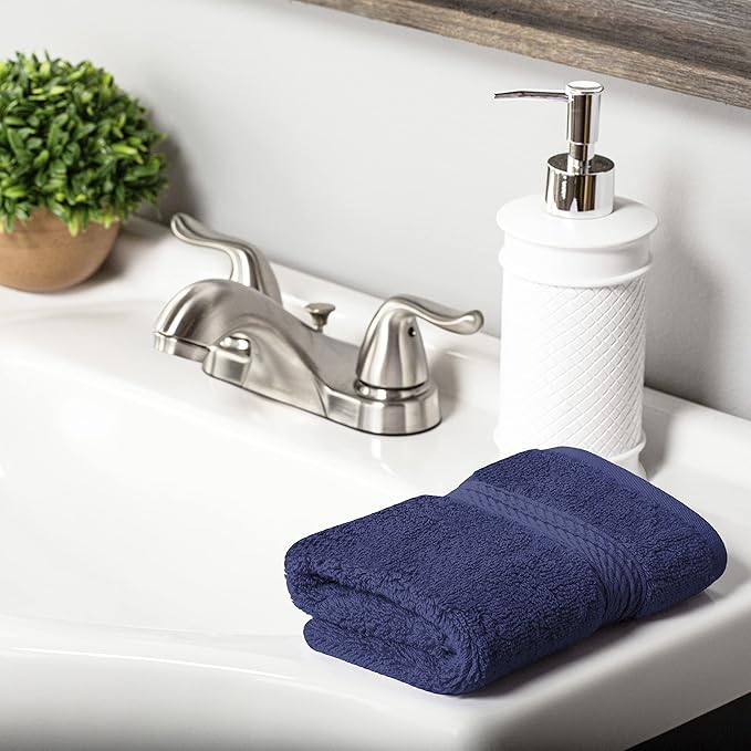 BLUENILEMILLS Premium Towel Collection, Egyptian Cotton Towels for Shower and Bathroom Assorted 6-Piece Towel Set, 30" x 55", 20" x 30", 13" x 13", Navy Blue by Blue Nile Mills