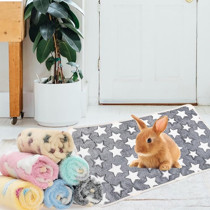 Guinea Pig Bedding Blankets, 6 Pack Soft Fleece Pet Cage Liner | Small Animal Cage Accessories for Rat Hedgehog Chinchilla Hamster Rabbit Bunny, Washable Sleep Mat Bedding Accessories
