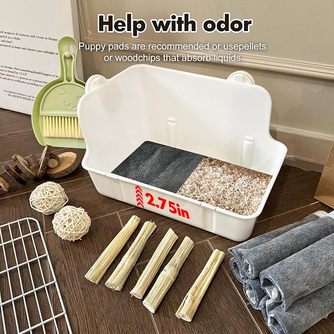 RUBYHOME Rabbit Litter Box Bunny Litter Box Guinea Pig Potty Trainer Corner Bedding Pet Potty Pan for Rabbit Guinea Pig Ferret Small Animal Cage Accessories