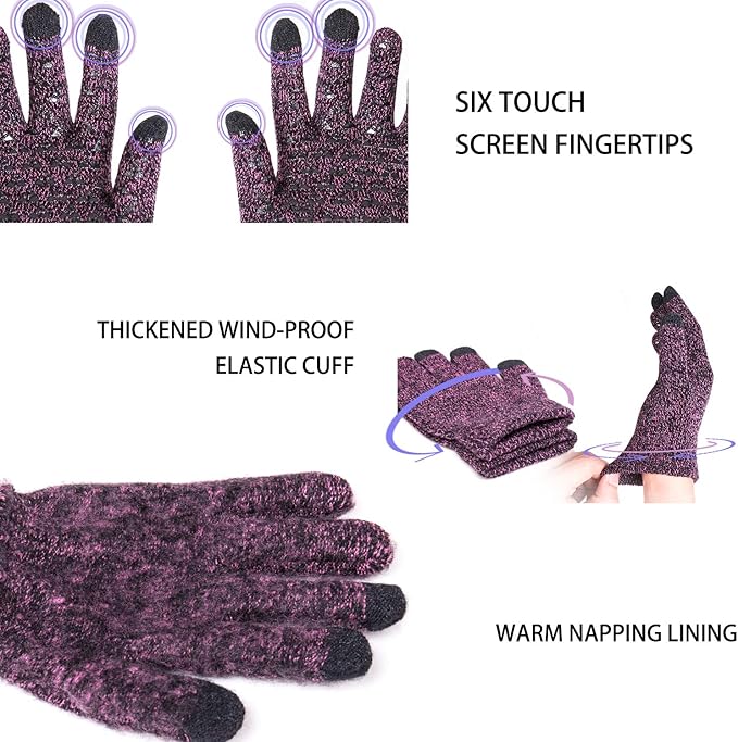 TRENDOUX Winter Gloves for Men Women - Upgraded Touch Screen Cold Weather Thermal Warm Knit Glove for Running Driving Hiking