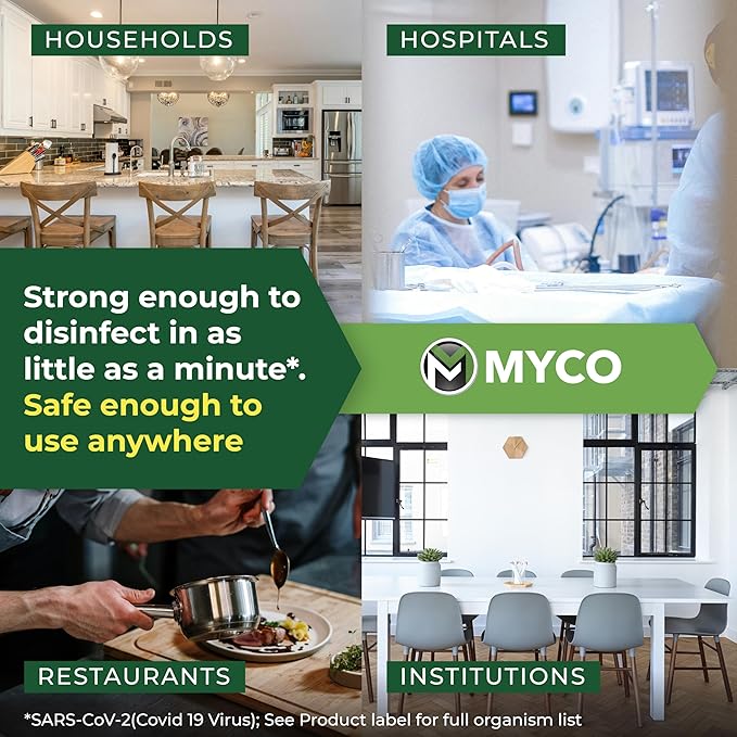 Myco Mold Control Concentrate – EPA-Registered Hospital Grade Disinfectant & Cleaner, Quat Formula for Mold Remediation & Bacteria Control, Commercial & Residential Use, 1 Gallon