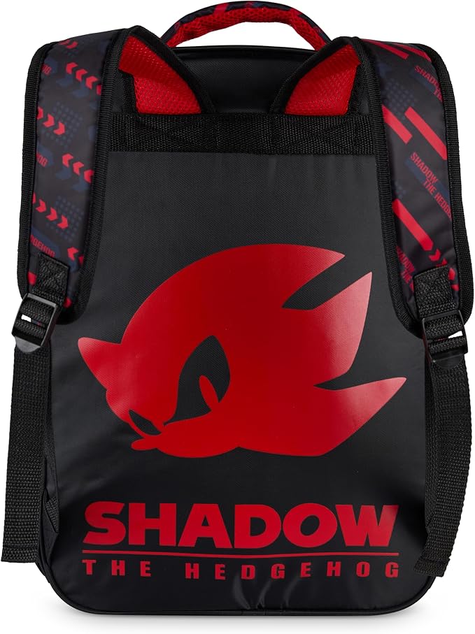 AI ACCESSORY INNOVATIONS Sonic The Hedgehog Backpack for Boys & Girls, Shadow 16 Inch Schoolbag with Reflective Ink, Black