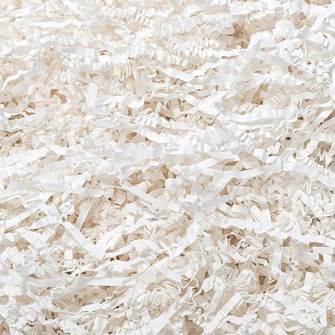 Wowxyz 2 LB Crinkle Cut Paper Shred White Crinkle Shredded Paper - Gift Box Baskets Bag Filler - Confetti Stuffing for Birthday, Holiday Gift Packaging Wrapping