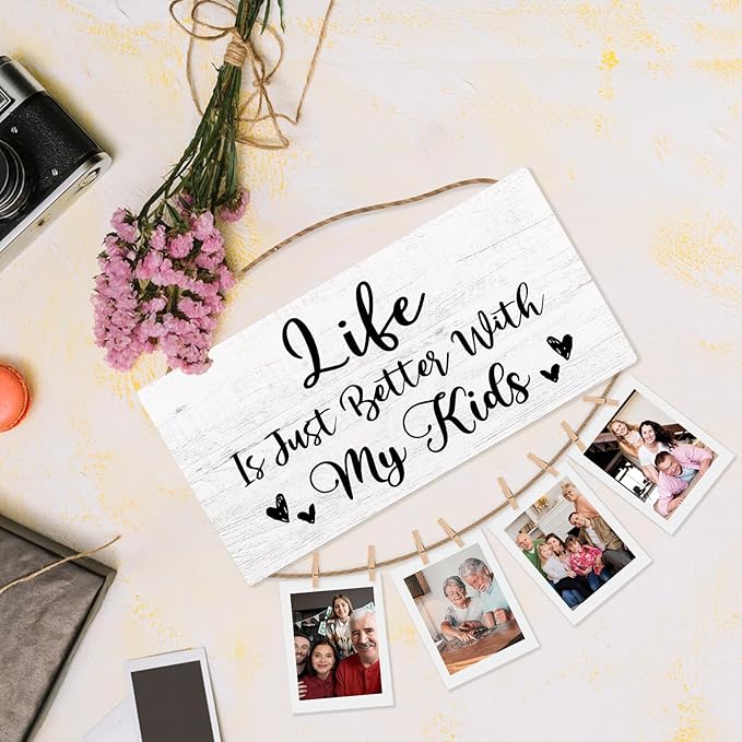 Kids Gifts Picture Frame Photo Holder for Wall, Mom Gift from Kid, Mom of Kids Boys Girls Gift, Life Is Better with My Kid Mothers Birthday Gifts Hanging Photo Display