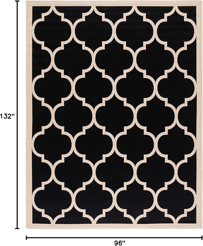 SAFAVIEH Courtyard Collection 8' x 11' Black/Beige CY6914 Trellis Indoor/ Outdoor Waterproof Easy-Cleaning Patio Backyard Mudroom Area-Rug