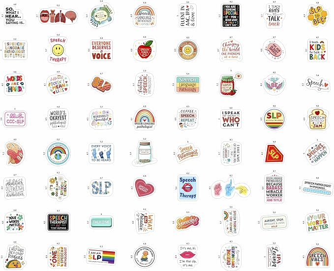 100Pcs SLP Stickers for Water Bottle, Laptop – Speech Therapy Stickers and Decals – SLP Gifts - Funy Speach Therapy Party Supplies - Gifts for Men & Women