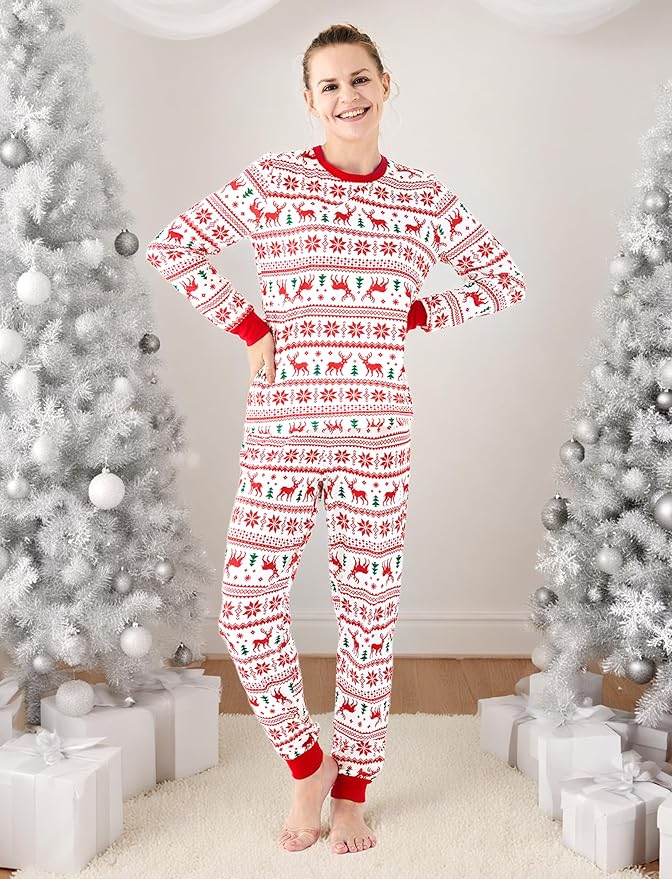 PATPAT Christmas Family Matching Pajama Sets Includes Christmas Socks - Perfect for Family Photos & Holiday Celebrations