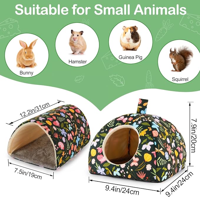 Bienbee Guinea Pig Hideout, 2 Piece Washable Set for Small Animals Large | Guinea Pig Bed With Soft Plush, Resilient Padding, and Easy Machine Washing for Resting Hiding and Tunnel Playing