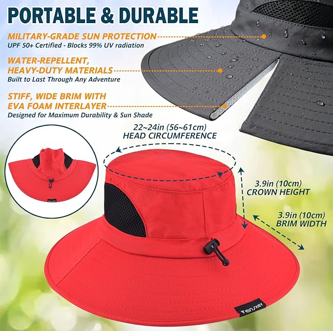 EINSKEY Wide Brim Sun Hat, UPF 50+ UV Protection Waterproof Packable Bucket Hat for Men & Women, Fishing Hiking Beach Garden