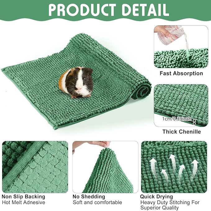 Amylove 4 Pcs Guinea Pig Cage Liner 16 x 24 Inch Washable Chenille Pee Pads Pet Dog Cat Bedding Training Mat Reusable for Small Animals Puppy Bunny Hamster Chinchilla
