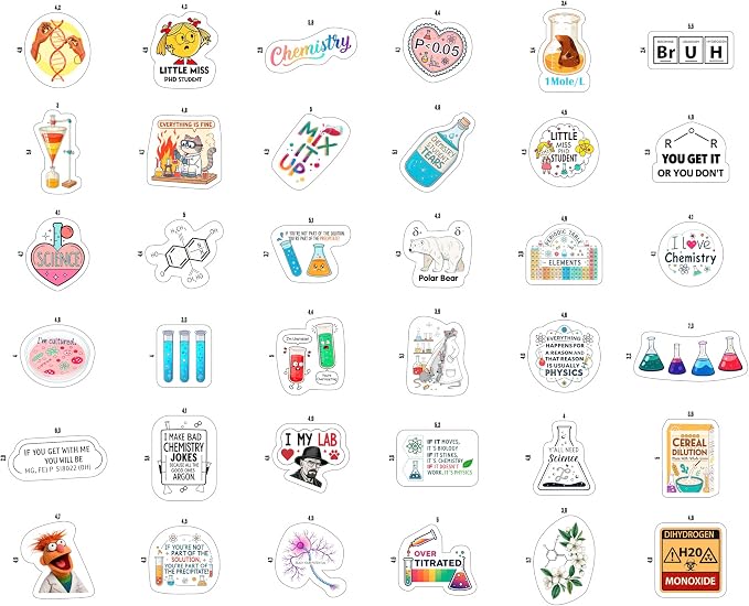 100Pcs Chemistry Stickers for Laptop, for Water Bottle - Funny Chemistry Gifts - Science Party Supplies & Decorations - Gift for Women & Men