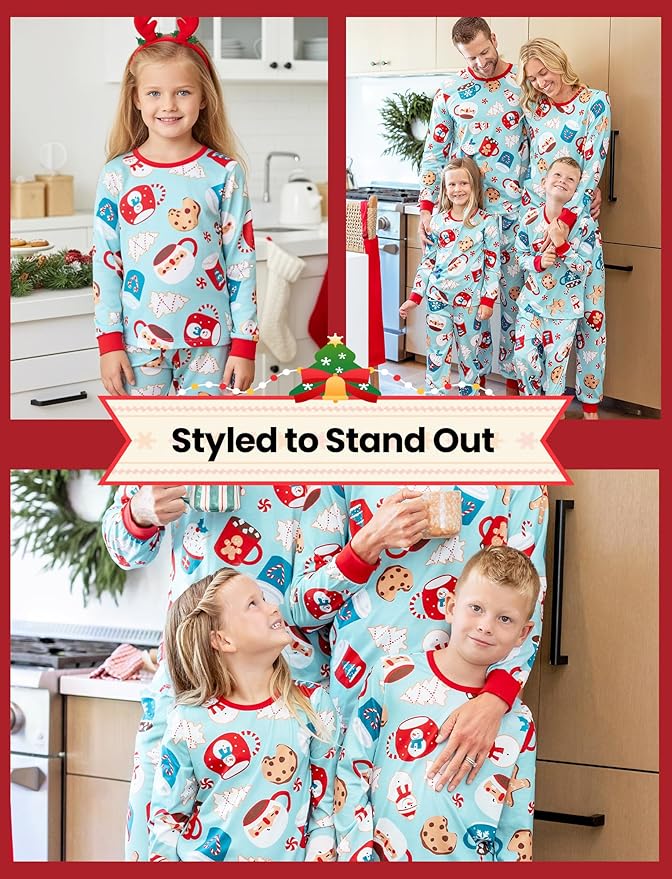 PATPAT Christmas Family Matching Pajama Sets Includes Christmas Socks - Perfect for Family Photos & Holiday Celebrations