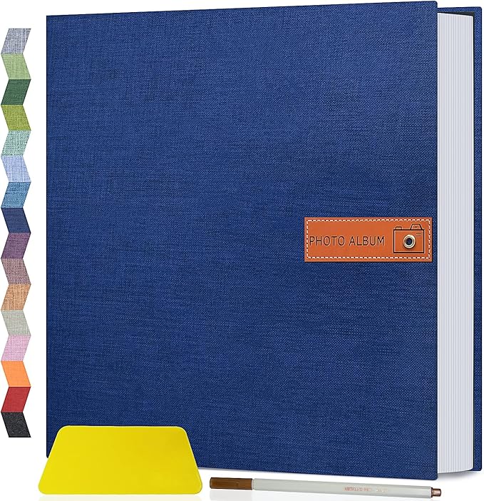 Popotop Large Photo Album Self Adhesive 4x6 5x7 8x10 Scrapbook Album DIY Picture Book,Gifts for Mom,Family Baby and Wedding,with Metal Pen and Plastic Board