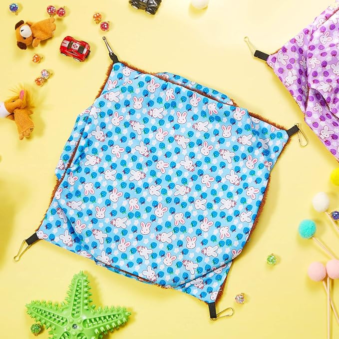 Weewooday 3 Pcs Rat Hammock 3 Tier Ferret Hammock Blue Purple Green | Cage Hanging Bed Cage Accessories for Pet Guinea Pig Hamster Parrot Sugar Glider Ferrets Rat Chinchilla Playing Sleeping