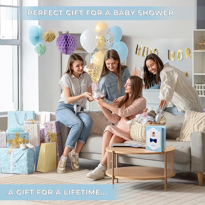 Baby Book Keepsake - Baby Memory Book and Album for Boy, Journal from Pregnancy to First 5 Years, Scrapbook to Record Memories, Milestones and Photos, Baby Book (Blue)