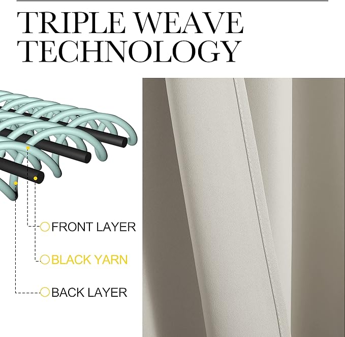 NICETOWN Blackout Curtains for Living Curtains, Room Darkening Window Curtain Panels, Easy-Care Solid Thermal Insulated Draperies/Drapes for Daughter Room (Natural, 2 Panels, 52 by 84)