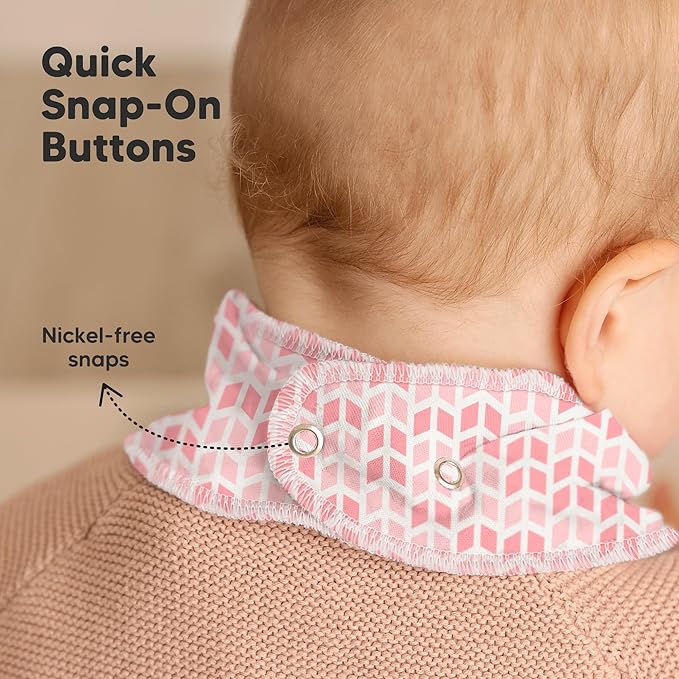 KeaBabies 8-Pack Organic Baby Bandana Bibs for Girls - Super Absorbent Triangle Baby Bibs for Drooling and Teething Infant, 100% Cotton Extra Soft for Newborn, Infant 0-36 Months (Blush)