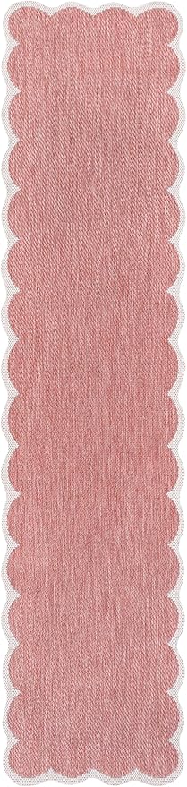 JONATHAN Y Cottage Two-Tone Scalloped Indoor Outdoor Runner Rug 2X8 Light Rose/Cream, Alice Classic for Backyard, Patio, Porch, Easy-Cleaning, High Traffic, Pet-Friendly, Non-Shedding (SHP103B-28)