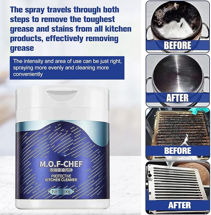 M.O.F-CHEF Protective Kitchen Cleaner, Mof Chef Cleaner Powder, Heavy Kitchen Duty Degreaser, Kitchen Oil Pollution Cleaning Powder, Mof Chef Cleaner Powder Kitchen (500g)