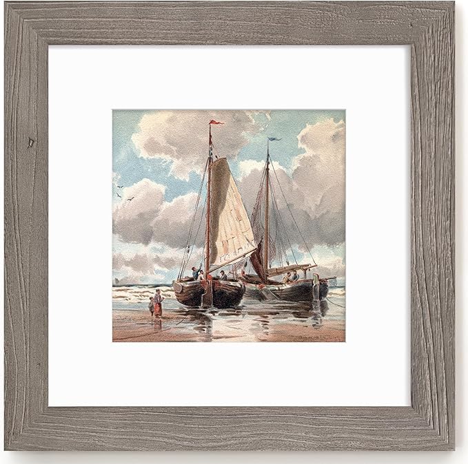 Fun Memories 12x12 Picture Frame, Square Photo Frame 12"x12" with Tempered Glass, 12 x 12 Frames with Mat for 8x8, Solid Elm Wood Photo Frame, 12x12 Rustic Picture Frame for Wall Decor, Grey, 1 Pack