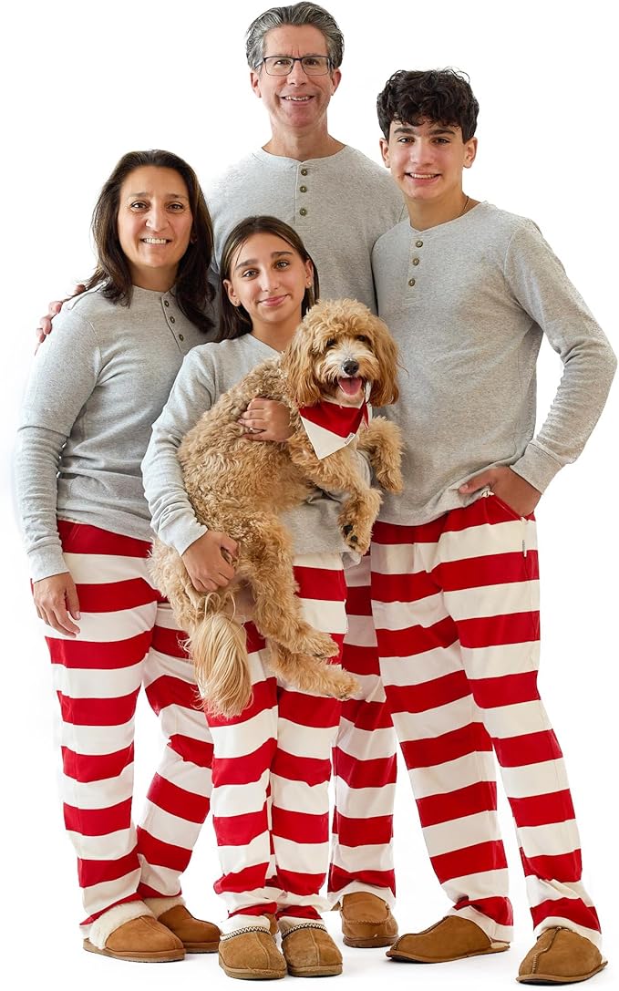JAMIE Matching Family Jammies Holiday Pajamas 100% Organic Cotton PJs Adults, Kids, Toddlers, Baby, Pets