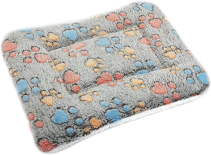 Small Animal Bed Mat, Soft & Warm, Suitable for Guinea Pig, Hamster, Rabbit, Rat and Bearded Dragon (X-Large(13.3''x9.4''), Footprint Grey)