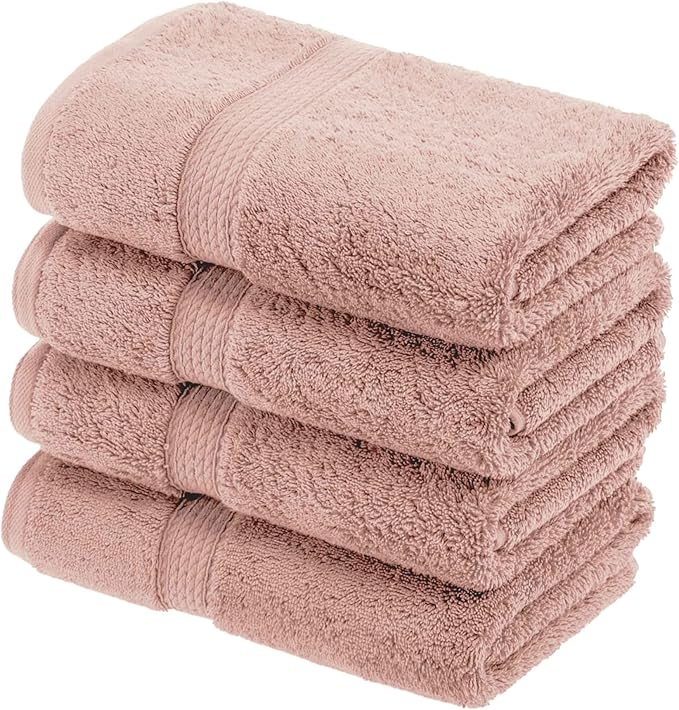 BLUENILEMILLS Madison Egyptian Cotton Hand Towels, Towel Set for Bathroom, Shower, Spa, Hotel, Plush, 900 GSM, Gym, Highly Absorbent and Ultra-Soft Towels, Bath Essentials, Set of 4, Muted Mauve