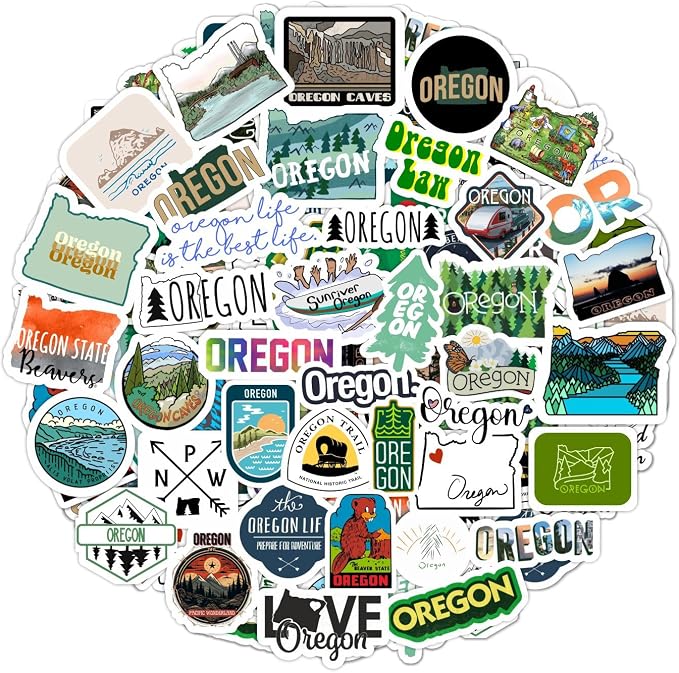 Oregon Stickers and Decals for Water Bottles & Laptop, Scrapbook - Oregon Gifts and Souvenirs Laptop Decals, Gifts for Women & Men