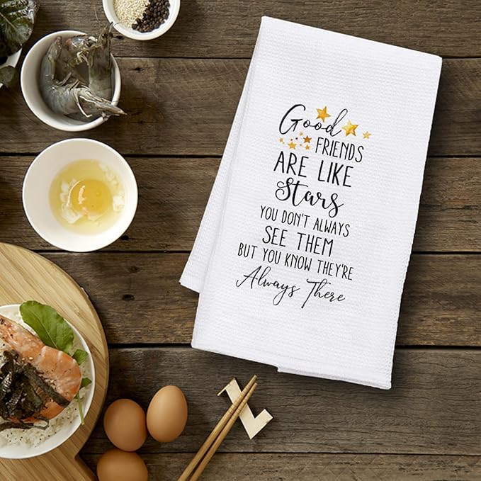 JINYO Good Friends are Like Stars Kitchen Towels, Gifts for Best Friend Hand Towels for Bathroom Kitchen Decor, Friendship Gifts for Women Friends Decorative Dish Tea Towels, 16x24 Inch