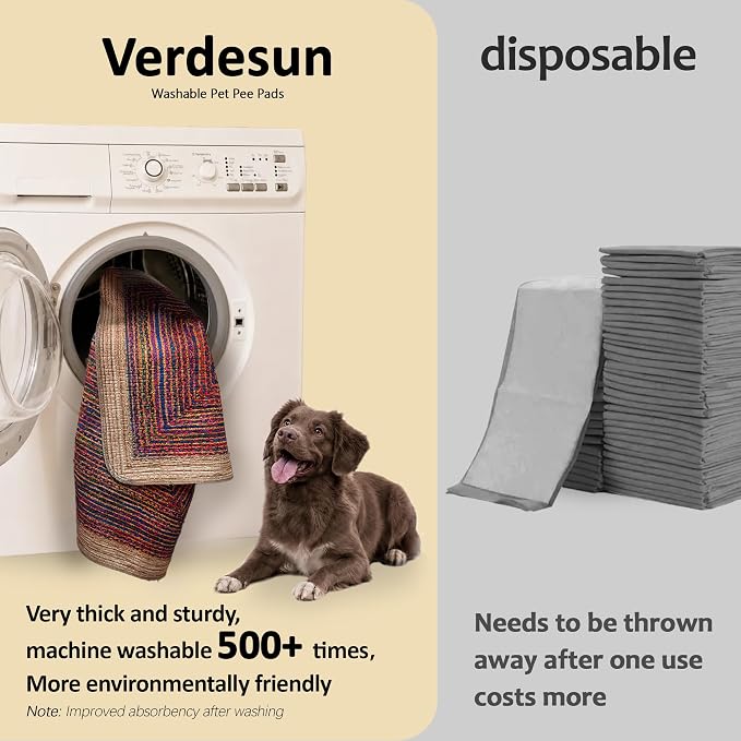Washable Pee Pads for Dogs, Reusable Puppy Potty Training Pads, Ultra-Absorbent Thick Waterproof Leak-Proof Non-Slip Pads & Mat for Crate, Playpen, Floor, Whelping & Housebreaking , 2 Pack 48"x48"