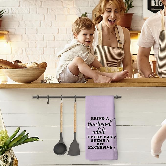 Funny Sarcastic Adult Purple Dish Towels 16x24 Inches, Decorative Absorbent Hand Tea Kitchen Bathroom Towels