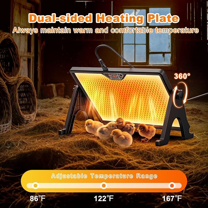 Pawaboo 6-in-1 Chicken Brooder Box for Chick Starter Kit | Includes Pet Cage Tent, Brooders Heating Plate, Chicks Perch, Feeder and 1.1L Chick Waterer, Chicks Supplies