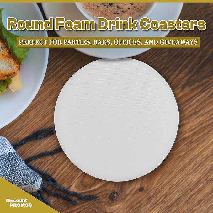 10 Round Foam Bud Coasters Pack, 4 inch - PU Foam, Party Favor - White