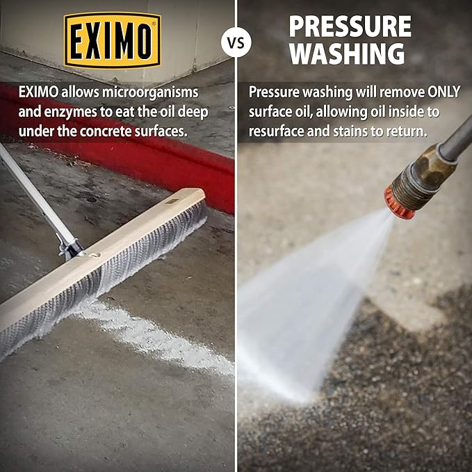CAF Outdoor Cleaning EXIMO Waterless Concrete Cleaner, Oil Stain Remover for Driveway, Garage Floor, Basement and Walkway Surfaces, Natural Concrete Cleaner Powder Treatment, 36 lb Container