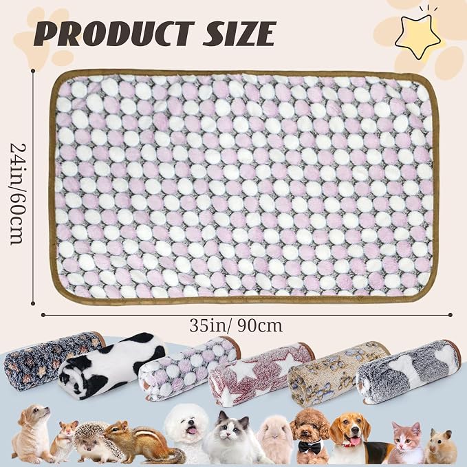 YedsIntu 6 Pcs Washable Guinea Pig Blankets Absorbent Small Animal Fleece Bedding Cage Liners Reusable Pet Pee Pad Sleep Mat Pad Cover for Hamster Ferret Rabbit Chinchilla Hedgehog (24" x 35")