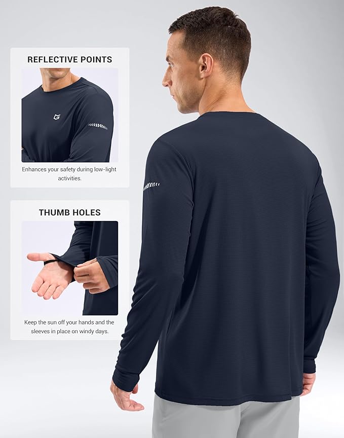 Men's Sun Protection Long Sleeve Shirts UPF 50+ Rash Guard Swim Lightweight Cooling UV SPF Shirt Fishing Workout Quick Dry