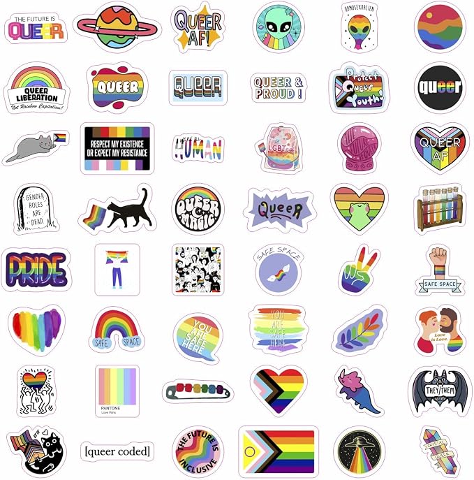 100Pcs Queer Stickers for Water Bottle and Laptop - Queer Party Supplies & Decorations, Waterproof Vinyl Decals, LGBTQ+ and Pride Stickers, Gifts for Women & Men