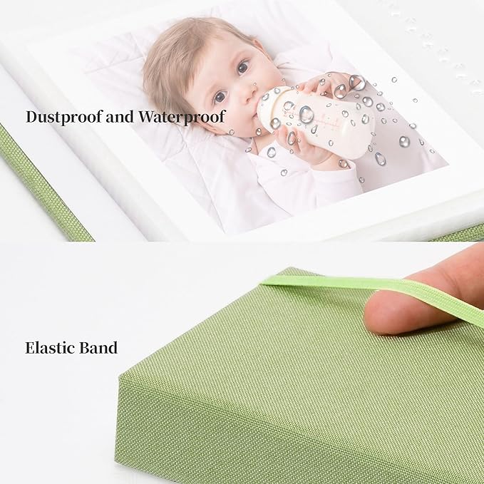 Vienrose Polaroid Photo Album Binding Cloth Photo Book for Instax Fuji 2 x3 Inch Photo Fits Fujifilm Mini 12 11 9 Snap PIC-300 52 Pockets 1 Pack, Grass Green