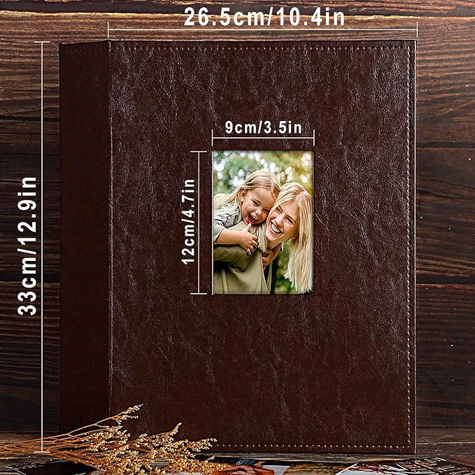 Ywlake Photo Album 4x6 400 Pockets, Leather Photo Albums Holds 400 Vertical Pictures Only Brown
