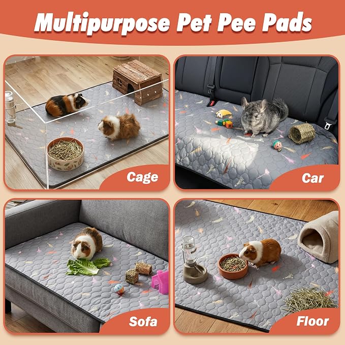 2Pcs Guinea Pig Cage Liners,Guinea Pig Fleece Cage Liners24''X36'' Super Absorbent Washable Pee Pads Reusable for Rabbit Hamster Chinchilla