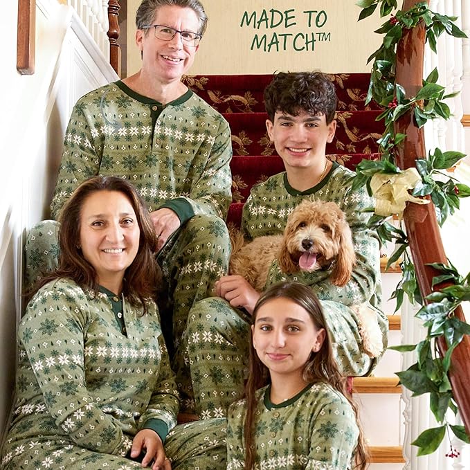 JAMIE Matching Family Jammies Holiday Pajamas 100% Organic Cotton PJs Adults, Kids, Toddlers, Baby, Pets