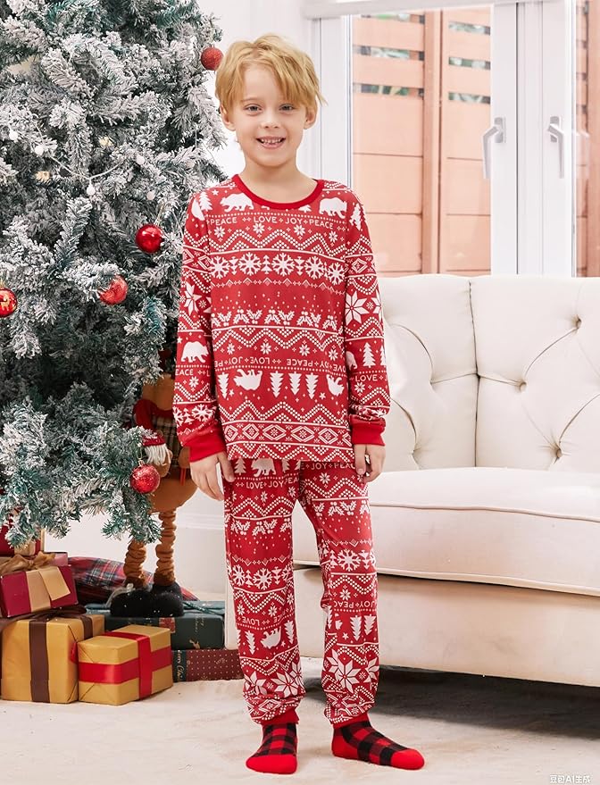 PATPAT Christmas Family Matching Pajama Sets Includes Christmas Socks - Perfect for Family Photos & Holiday Celebrations